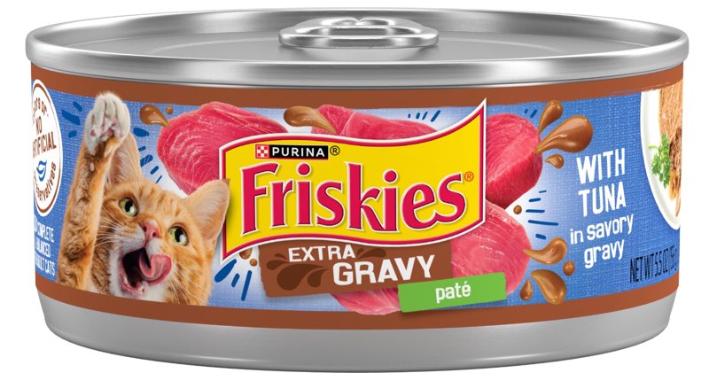 purina friskies wet cat food pate, extra gravy with tuna - (pack of 24) 5.5 oz. cans((best before/jun/2027))
