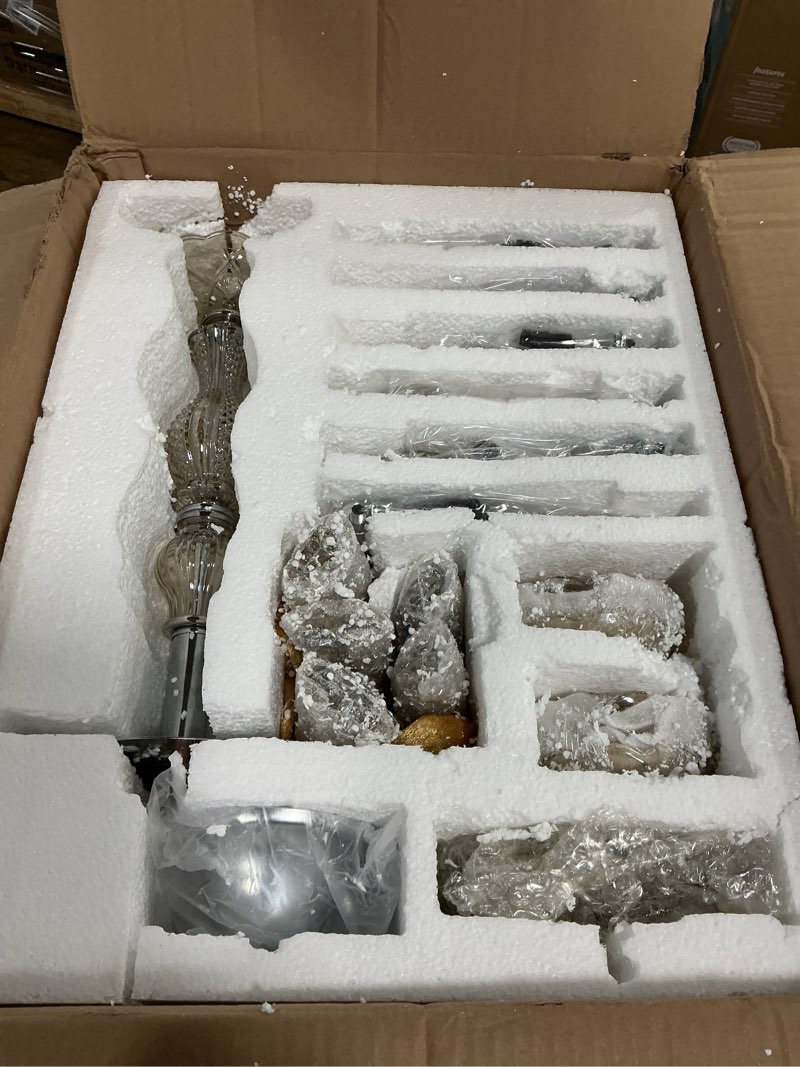 Condition photo showing New/Like New for crystop crystal chandeliers for dining room, 6-lights classic cognac pendant light, k9 vintage chandelairs for bedroom, candle ceiling light fixture for living room, bathroom, kitchen, wedding decor cognac 6 lights