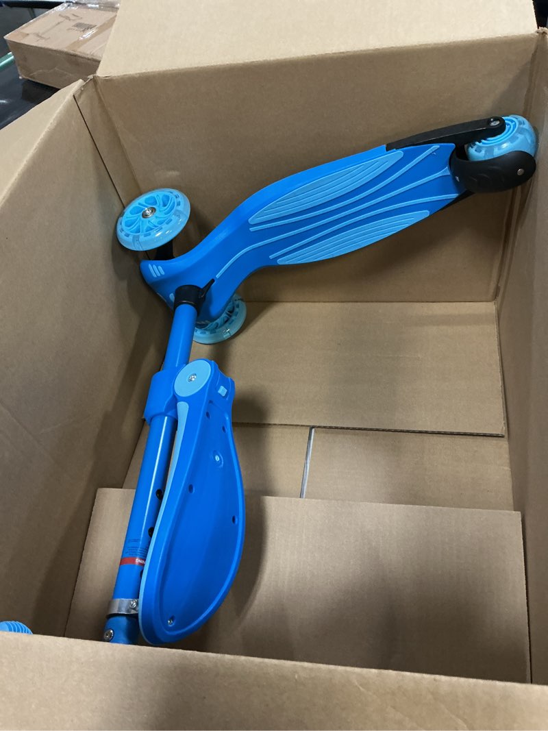 Condition photo showing Good Condition for Gotrax KS3 Kids Kick Scooter, LED Lighted Wheels, Adjustable Height Handlebars and Removable Seat, Lean-to-Steer & Widen Anti-Slip Deck, 3 Wheel Scooter for Kids Ages 2-8 and up to 110 Lbs Blue with Seat