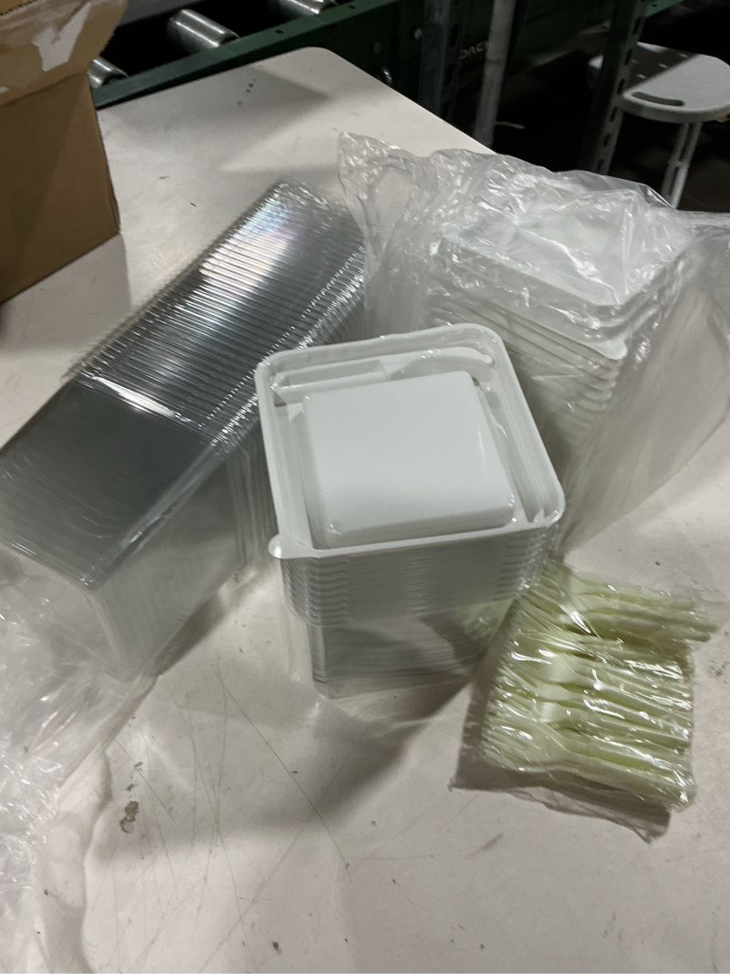 Condition photo showing Good Condition for rectangle clear plastic dessert cup - with lid  