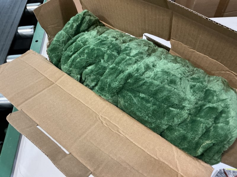 Condition photo showing As Is for electric throw blanket heated throw 50''x60''- wheat pattern flannel & sherpa heated lap blanket with 5 heat settings & 4-hour auto shut-off, etl & fcc certified, machine washable home use, green 01-green 50"x60"throw