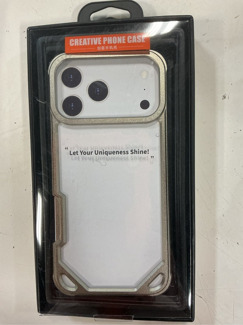 Condition photo showing Good Condition for ogranee metal bumper case for iphone 17 pro max, aluminum alloy frame hollow back design compatible with magsafe, minimalist slim shockproof cool cover hard shell, raised edge protection, natural natural for 17 pro max 6.9"