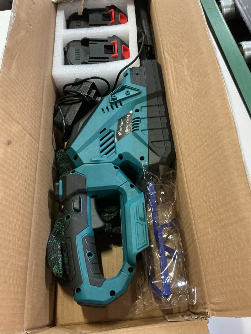 Condition photo showing Good Condition for 20'' hedge trimmer cordless with battery, electric handheld bush clipper with 2 pack rechargeable batteries, 3000rpm 180° rotatable head, 2/3'' blade gap blue