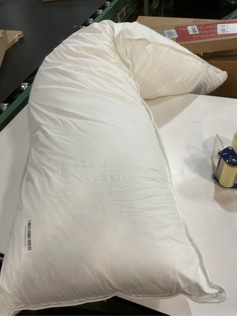 Condition photo showing Good Condition for goose down body pillows for adults, large body pillow for side sleeper, hugging feather body pillow insert, cooling full length long pillow for bed with 100% organic cotton shell, (white 20"x60")