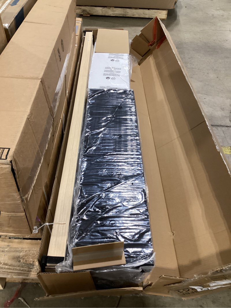 Condition photo showing New/Like New for yitahome king size corduroy upholstered platform bed frame with charging station and rgb led lights, 53’’ tall storage wingback headboard, no box spring needed, easy assembly, noise-free, black black king