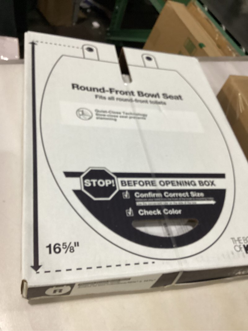 Condition photo showing New/Like New for KOHLER 20111-0 Brevia, Slow Close Toilet Seat, Round Toilet Seat, Grip-Tight Bumpers Quick-Attach Hardware, White White Round Quiet-Close
