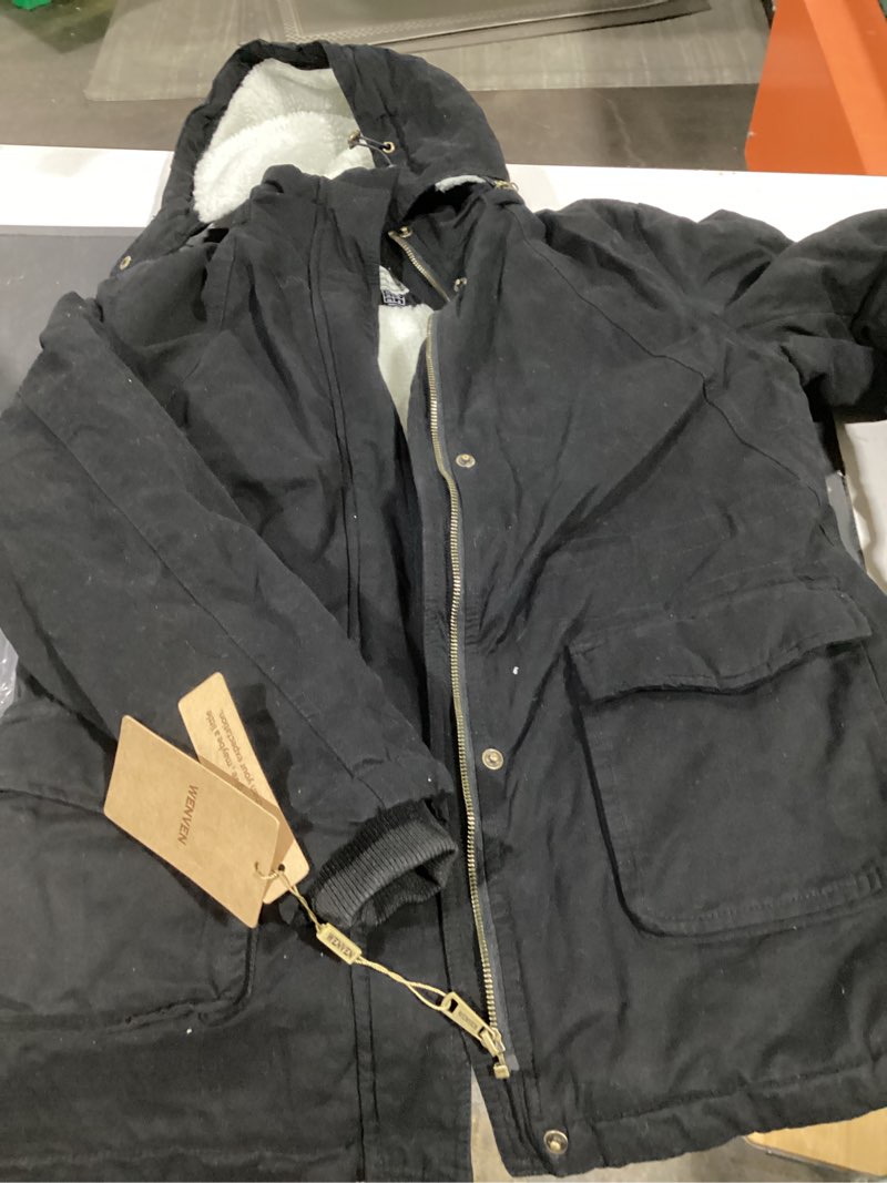 Condition photo showing New/Like New for wenven women's winter outdoor windbreaker hooded military jacket(black, m)
