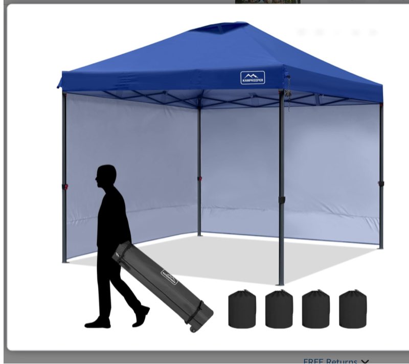 KAMPKEEPER Outdoor 10x10ft Pop Up Canopy Tent with Mesh Side Walls,4 Sandbags?Navy?