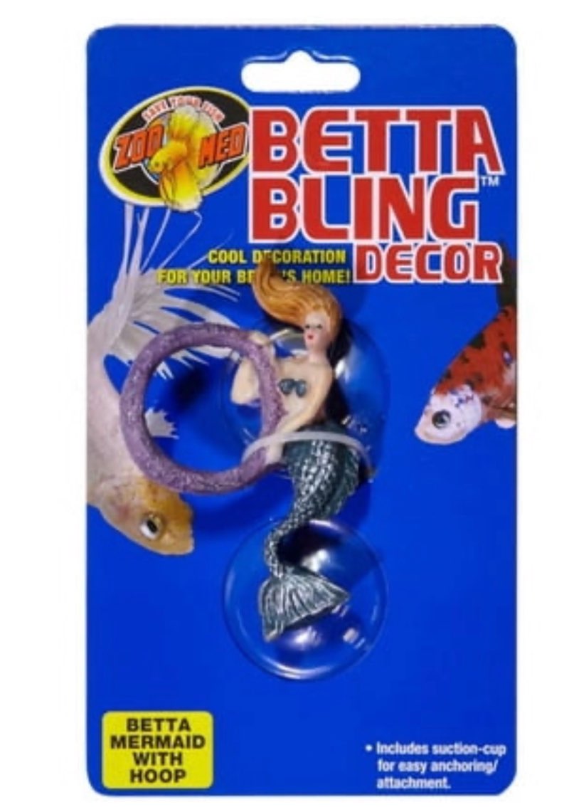 Zoo Med Betta Bling Mermaid Aquarium Ornament with Hoop  Multi-Color  1 Each