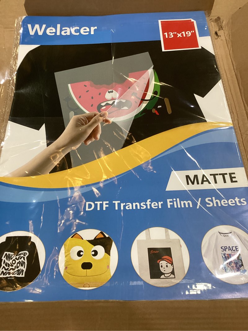 Condition photo showing As Is for DTF Transfer Film 13x19 Inch 100 Sheets Double-Sided Matte DTF Film, PET Heat Transfer Paper for Inkjet Printer DTG Printer Direct Print On T Shirts Textile(Hot & Cold Peel) A3 Plus(13''x19'')-100 Sheets