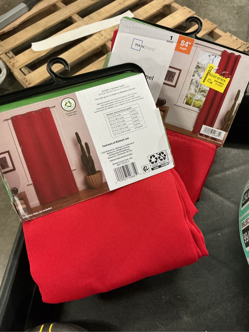 Condition photo showing Good Condition for mainstays blackout grommet single curtain panel  1 panel  red  40 w x 84 l(2 pcs)