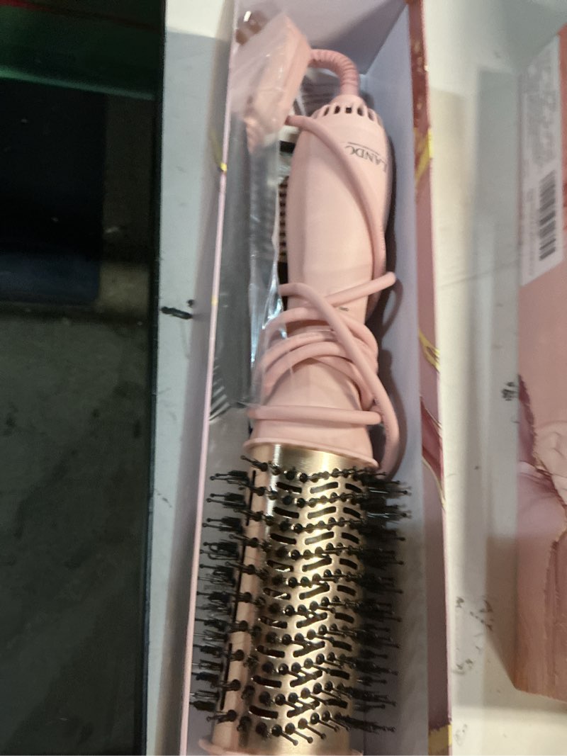 Condition photo showing As Is for LANDOT Hair Blow Dryer Brush: One-Step Hot Air Brush with 60mm Oval Barrel - 4 in 1 HairDryer Styler and Volumizer for Drying Straightening Curling Volumizing Hair Fight Frizz and Add Volume Pink + Rose Gold