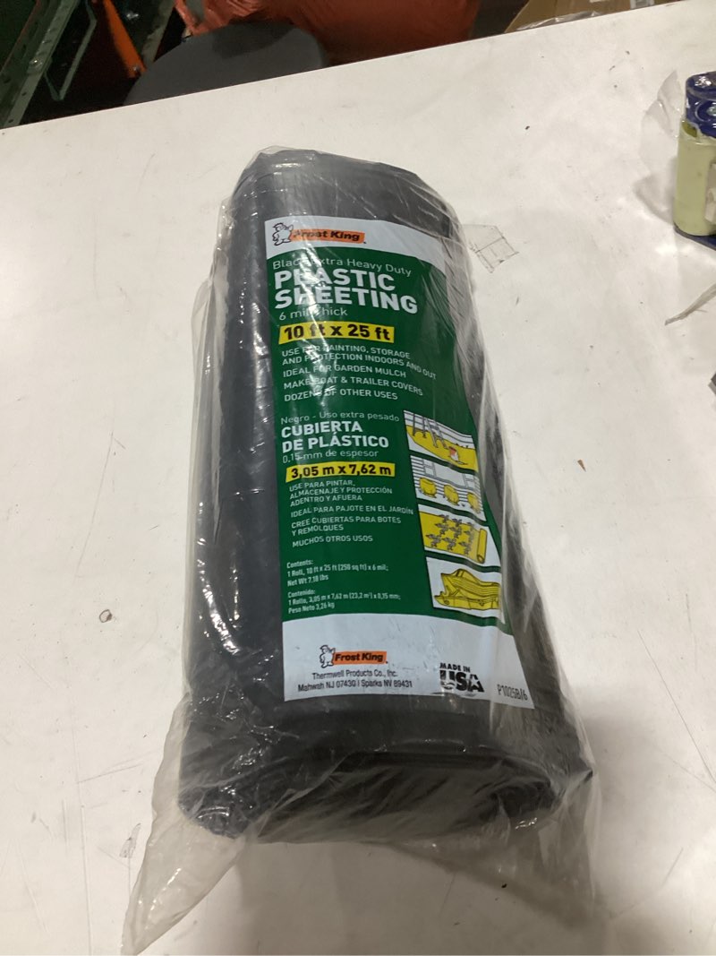 frost king p1025b/6 polyethylene sheeting, 10' x 25' x 6 mil., black