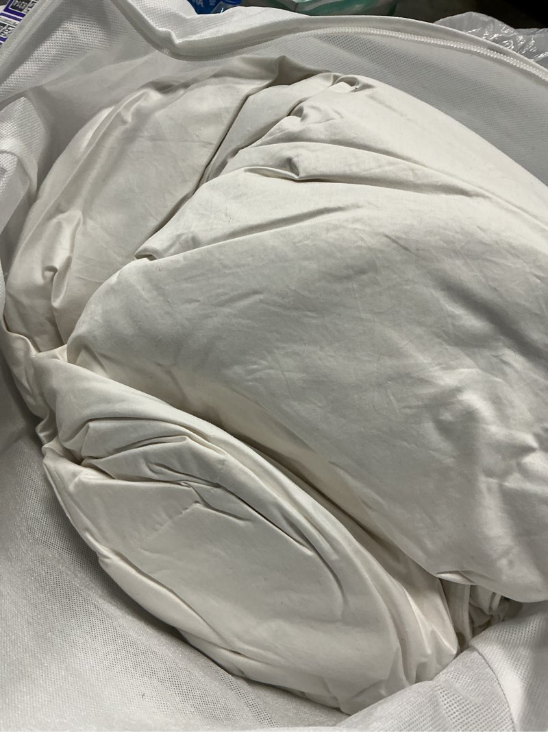 Condition photo showing As Is for lightweight luxe goose down comforter, king/cal king, white