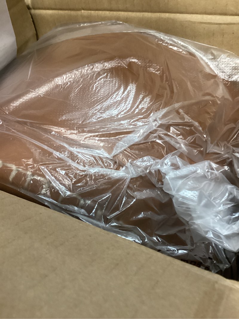 Condition photo showing New/Like New for vasagle ekho collection - storage ottoman, vanity chair stool, synthetic leather with stitching, mid-century modern, round storage seat with steel legs, loads 330 lb, caramel brown ulom005k01