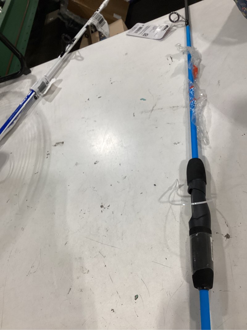 Condition photo showing As Is for ozark trail wayfarer fiberglass spinning fishing rod and reel combo for adults, 5' 6", blue, 2 pieces