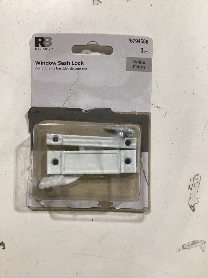 Condition photo showing As Is for RELIABILT 2-1/4-in 2-5/16-in White Die-cast Sliding Window Sash Lock