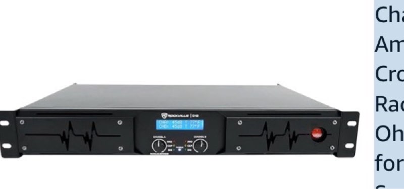 Rockville D12 5000W Peak/1400W RMS 2-Channel Class D Amplifier, LCD Display, Crossover Switch, Rack-Mountable, 4/8 Ohm Power Output, for DJs and Live Sound