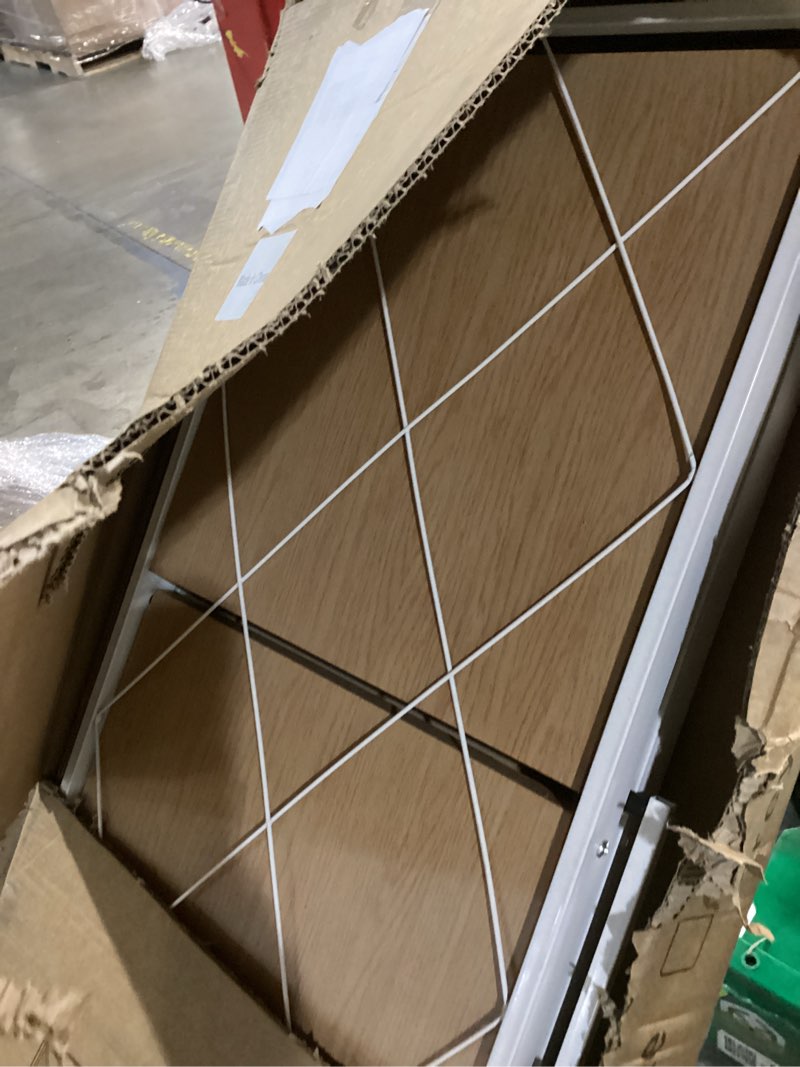 Condition photo showing Good Condition for 5-Tier Foldable Storage Shelves with Wheels, Folding Metal Shelf Unit, Folding Bookshelf no Assembly, Collapsible Shelves for Craft Shows for Kitchen, Bedroom, Living Room, Natural Natural 5 Tiers