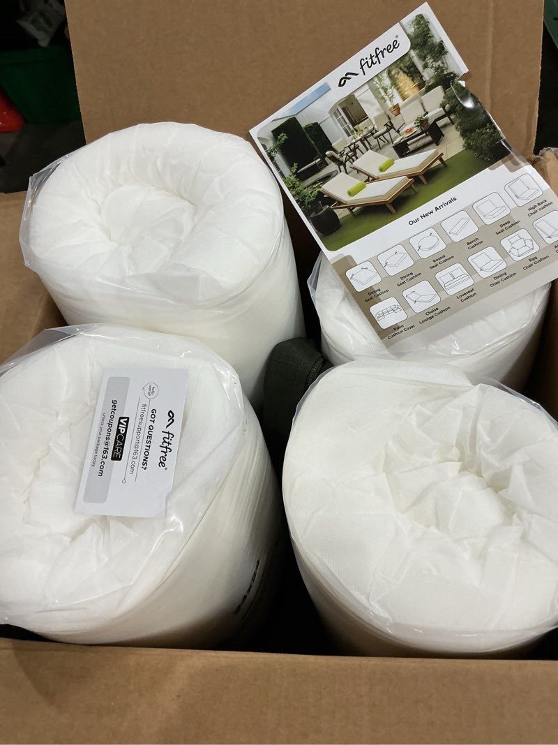 Condition photo showing Good Condition for outdoor chair cushions, water-resistant & fade-resistant, patio furniture square seat replacement chair pads with ties zipper, removable cover, non-slip bottom, set of 4, 24 x 24 inch, green 24\\\" x 24\\\" 4 pack