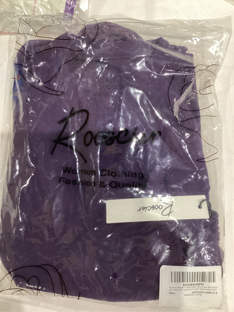 Rooscier Women's Sexy Sheer Mesh Midi Dress Short Sleeve 3 Piece Outfits with Cami Shorts Solid Dark