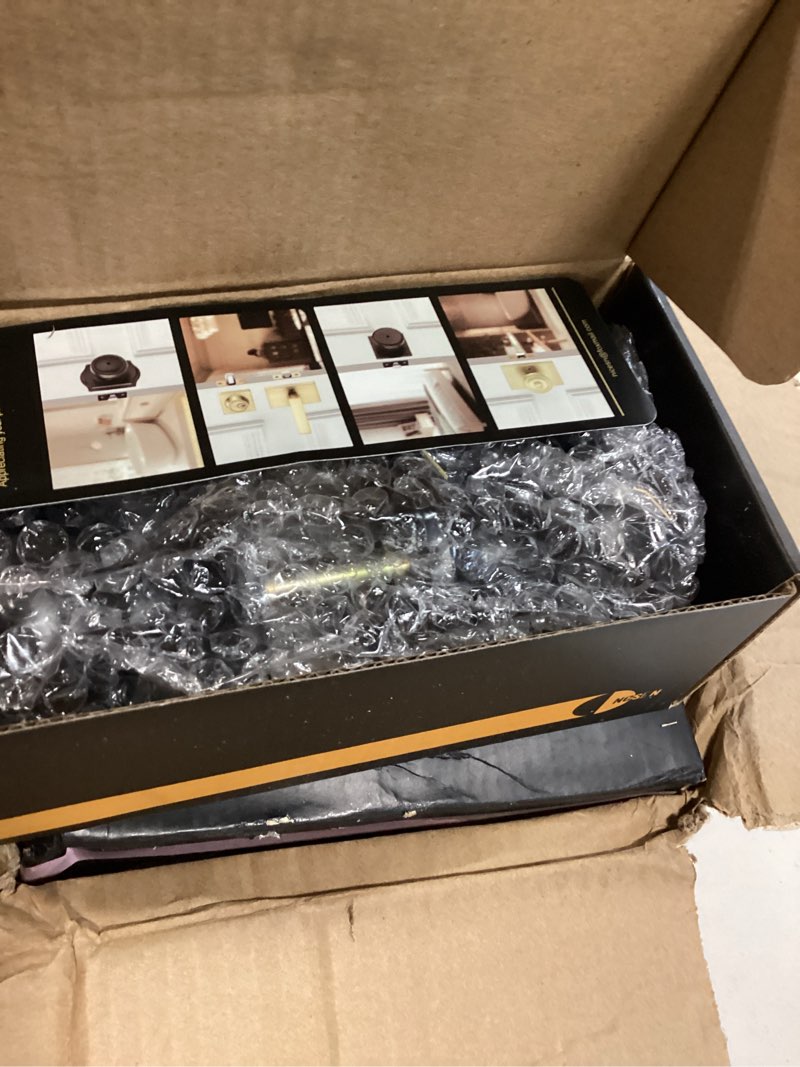 Condition photo showing New/Like New for 6 pack matte black door knobs with camelot trim,interior door knob with lock,coastal door knob for hall & closet 6 passage matt black