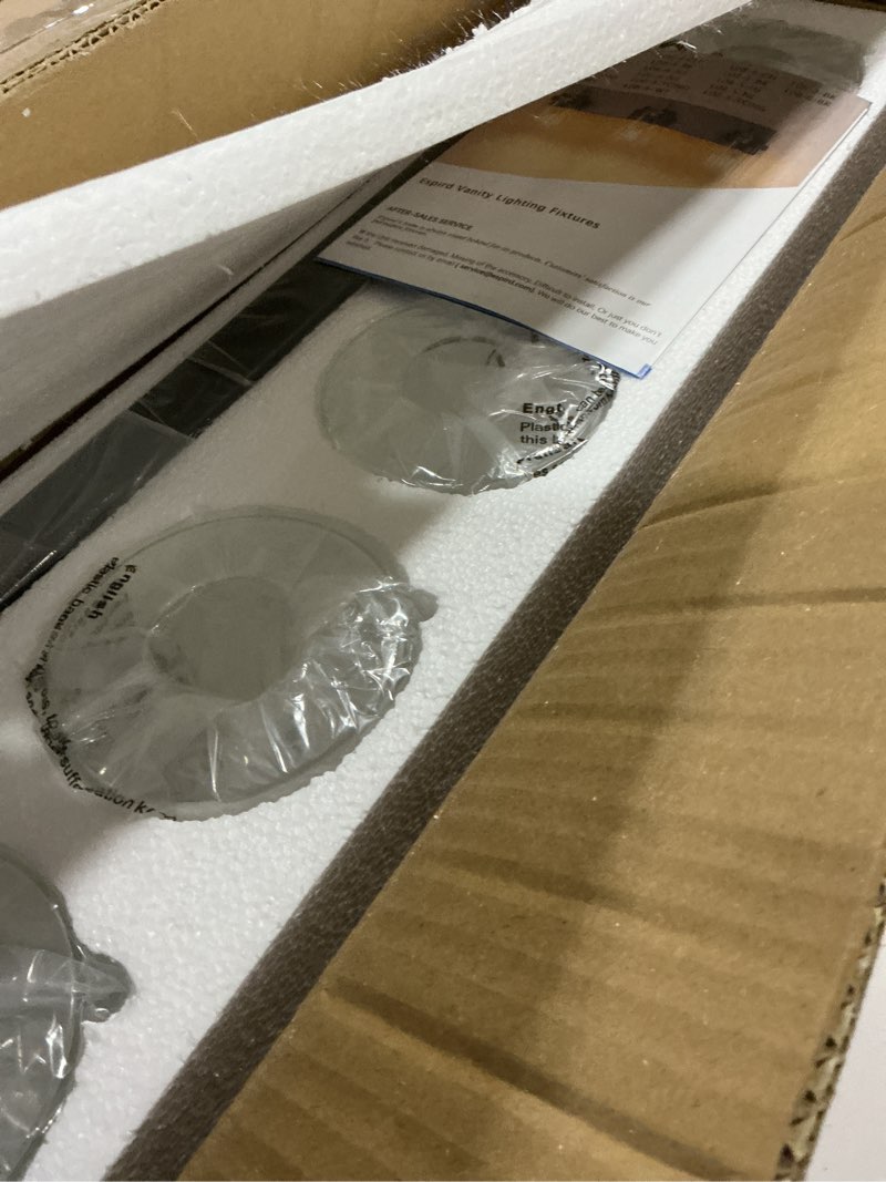 Condition photo showing Good Condition for espird modern 5-light black bathroom vanity light with clear glass shade, 37.4 x 4.7 x 6 inches black 5-light