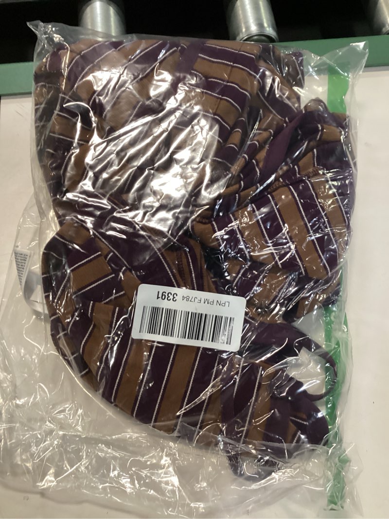 Condition photo showing New/Like New for amazon essentials women's slim-fit ribbed cardigan & cami set with removable straps x-large burgundy brown stripe