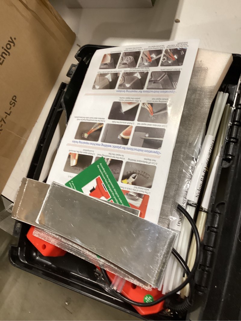 Condition photo showing Good Condition for upgraded 220w plastic welder, 2 in 1 plastic welding kit plastic repair welder kit 1000pcs hot stapler soldering gun with 100pcs plastic welding rods car bumper repair kit for most plastic repair red
