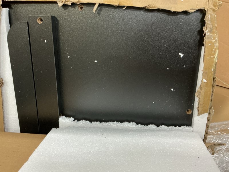 Condition photo showing Good Condition for SpaceAid Washer Dryer Countertop, Laundry Wood Shelf Topper with Edge, 54" Width x 27.5" Depth Cover Guard Organizer for Washer and Dryer Laundry Hamper Counter Storage Organization (Black) Large Black