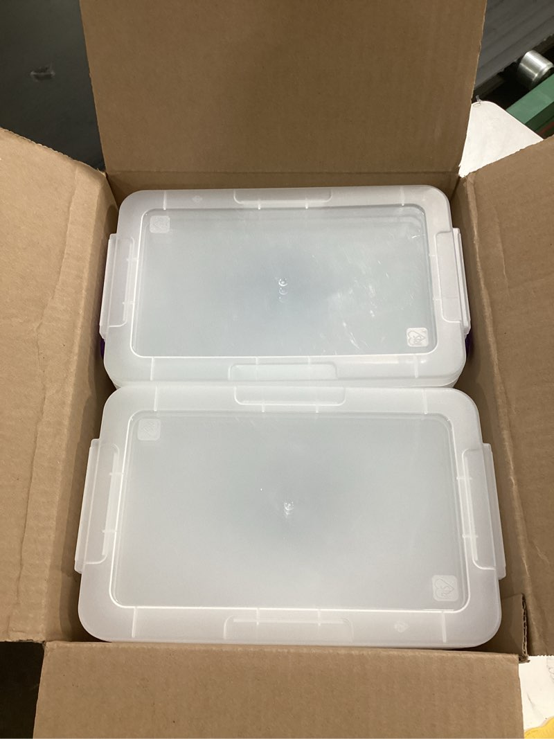 Condition photo showing Good Condition for IRIS USA 3 Qt. Plastic Craft Storage Container Bins with Lids, 10 Pack, Small Art & Office Supply Organizer Tote, Sensory Bins & Boxes for Home & University, Stackable, Secure Latch Buckles, Clear 3 Qt. - 10 Pack STACK