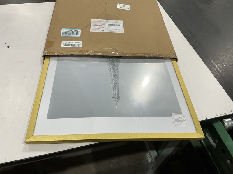 Condition photo showing As Is for upsimples 18x24 picture frame, display pictures 16x20 with mat or 18 x 24 without, wall hanging poster frames, gold, 1 pack