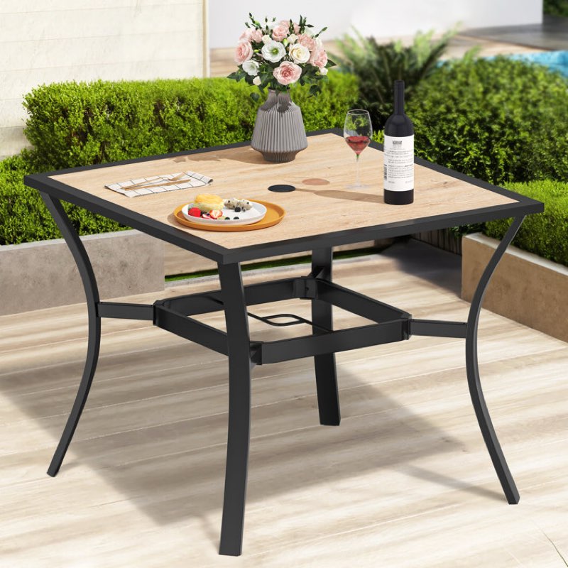 Birchler 37" Square Outdoor Dining Table with Umbrella Hole