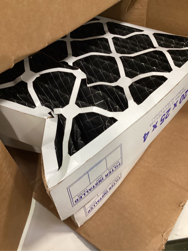 Condition photo showing As Is for Nordic Pure 20x25x4 (19_1/2 x 24_1/2 x 3_5/8) Furnace Air Filters MERV 10 Pleated + Carbon 2 Pack 2 Count (Pack of 1) MERV 10 + Carbon Air Filters