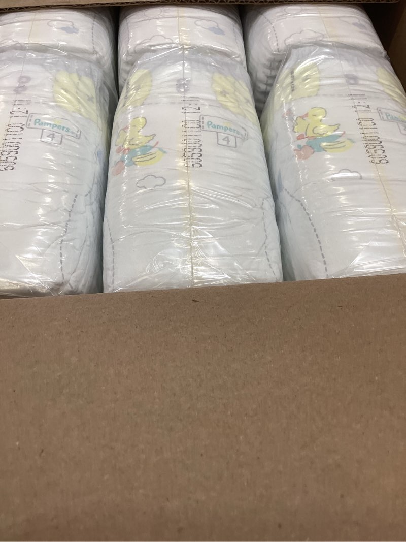 Condition photo showing Good Condition for pampers swaddlers diapers, size 4 (15-34 lbs), 150 count, absorbent, keeps baby dry and comfortable, skin safe disposable baby diaper (packaging may vary) size 4 150