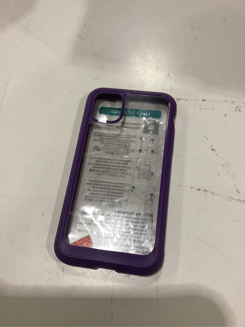 Condition photo showing Good Condition for diaclara compatible with iphone 11 case, full body rugged with built-in touch sensitive anti-scratch screen protector, soft tpu bumper case clear compatible with iphone 11 6.1" (purple and clear) purple iphone 11