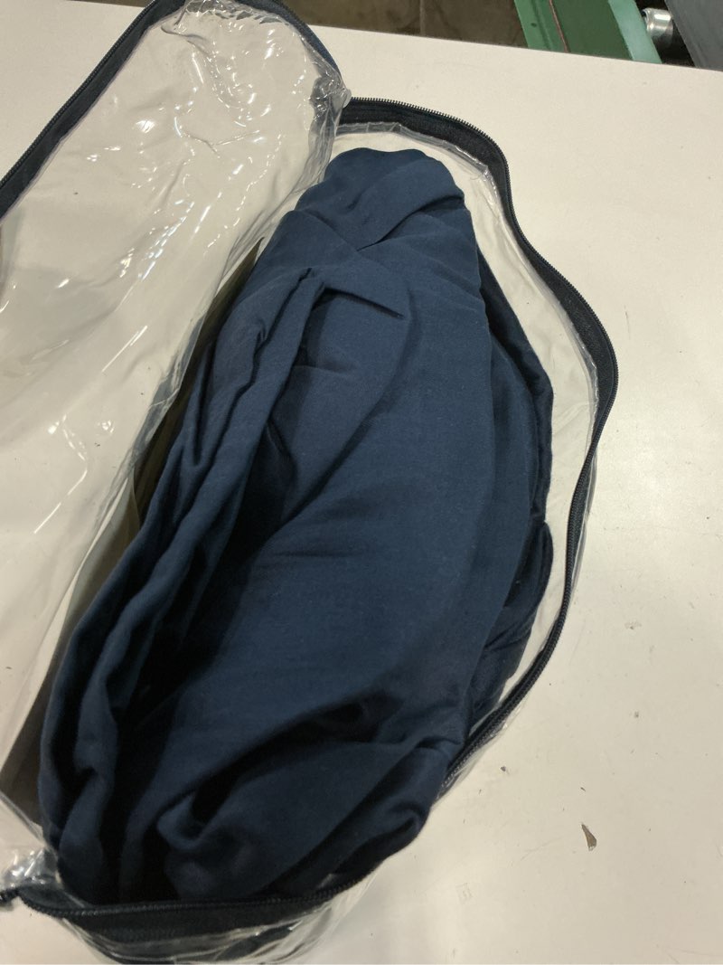 Condition photo showing Good Condition for cottington lane 4 piece cot sheets set 25" x 75" with 6 inch deep pocket navy blue solid, 100% egyptian cotton cot sheets, perfect for narrow twin, camp bunk,trifold mattress, guest bed replacement 25 in x 75 in x 6 in drop navy blue solid