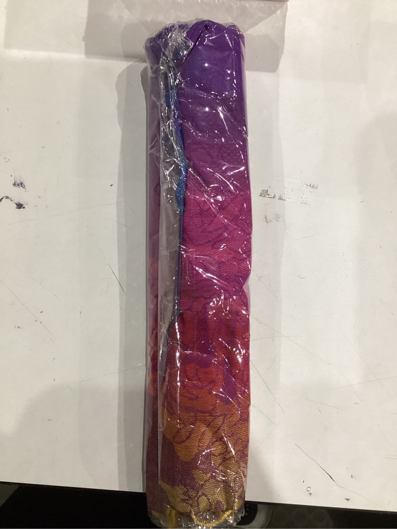 Condition photo showing New/Like New for Jucoan Large Rave Fan and Pashmina Rave Scarf Floral Shawl Wrap Set for Women, 2- in-1 Rave Essential Bamboo Folding Clack Hand Fan for Dance Music Festival Party, Performance, Christmas Gift