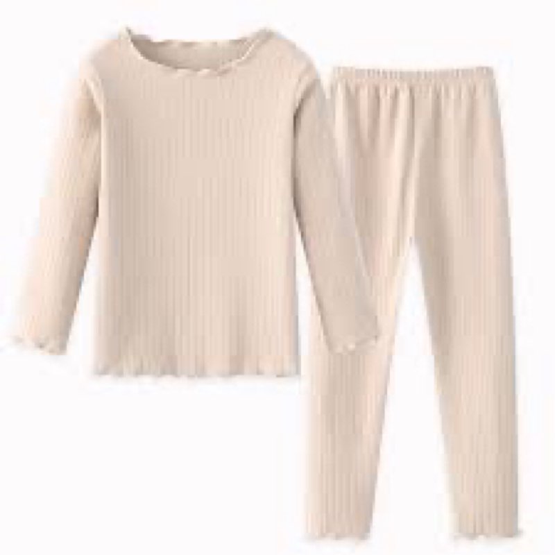 Deuerr Girls Thermal Underwear Set Girls' Ruffle Trim Fall Base Layer Apparel Set Winter Top and Lon