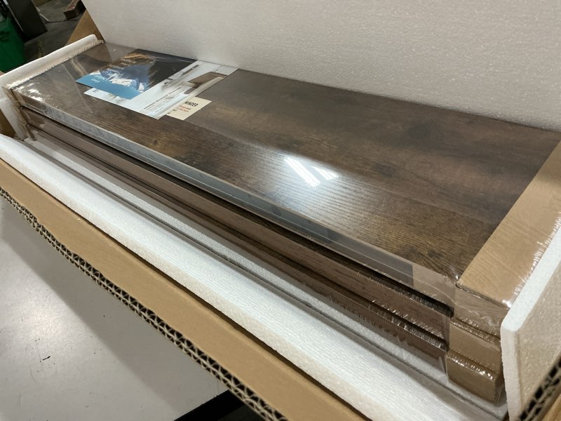 Condition photo showing New/Like New for forbena 36 inch floating shelves for wall long set of 3, large deep wall shelves for bedroom living room decor, rustic wood floating shelf for kitchen closet office tv plants books (dark brown) rustic brown