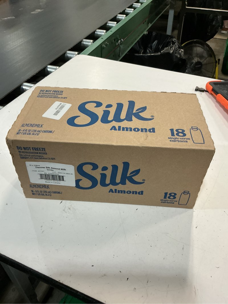 Condition photo showing New/Like New for ((bb:jun/28/26))silk shelf-stable soymilk singles, very vanilla, dairy-free, vegan, non-gmo project verified, 8 oz., 18 pack very vanilla 8 fl oz (pack of 18)