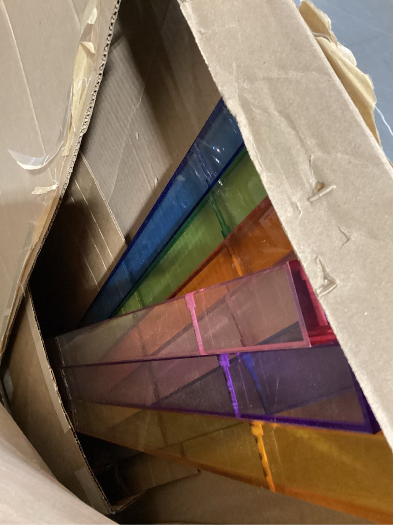 Condition photo showing New/Like New for acrylic entryway bench, large rainbow ottoman bench for indoor shoe changing shoe rack and dining end of bed bench for bedroom living room study garden, iridescence