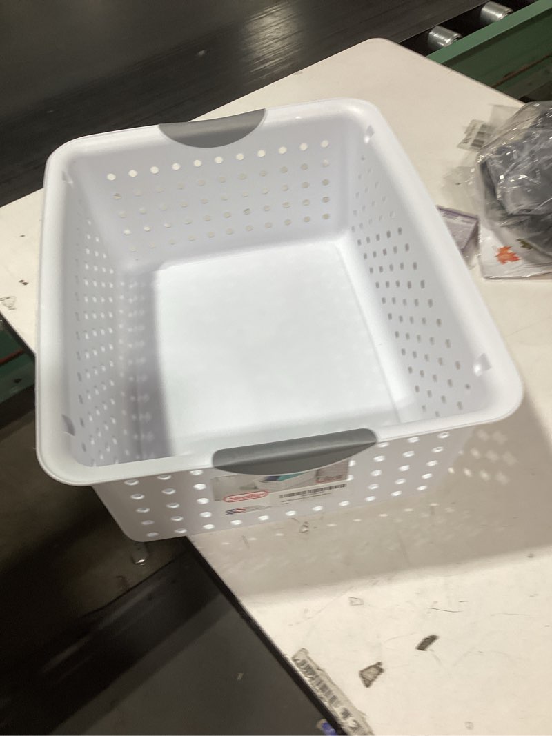 Condition photo showing Good Condition for Sterilite Large Ultra Basket, Open Storage Bin to Organize Closets, Cabinets, Pantry, Shelving and Countertop Space, White, 1-Pack