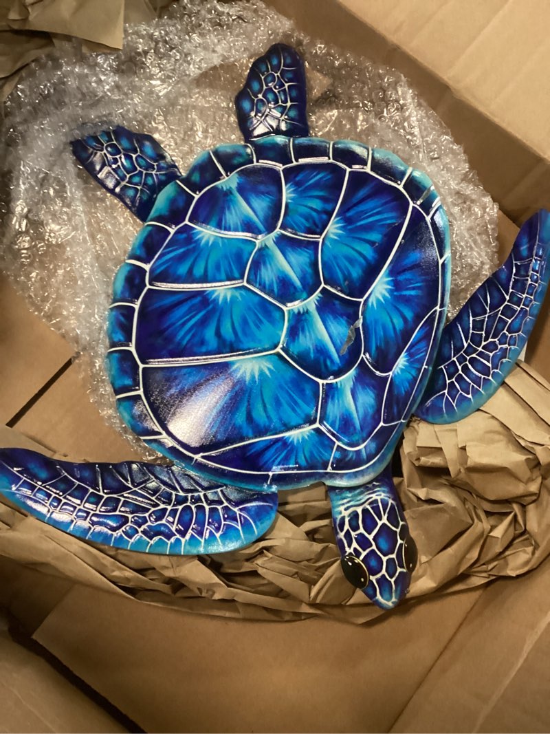 Condition photo showing As Is for ice armor 16.5" w blue sea turtle wall plaque decor statue sculpture ornament decoration home/room decor ideas for housewarming, holidays and birthdays great collectible addition