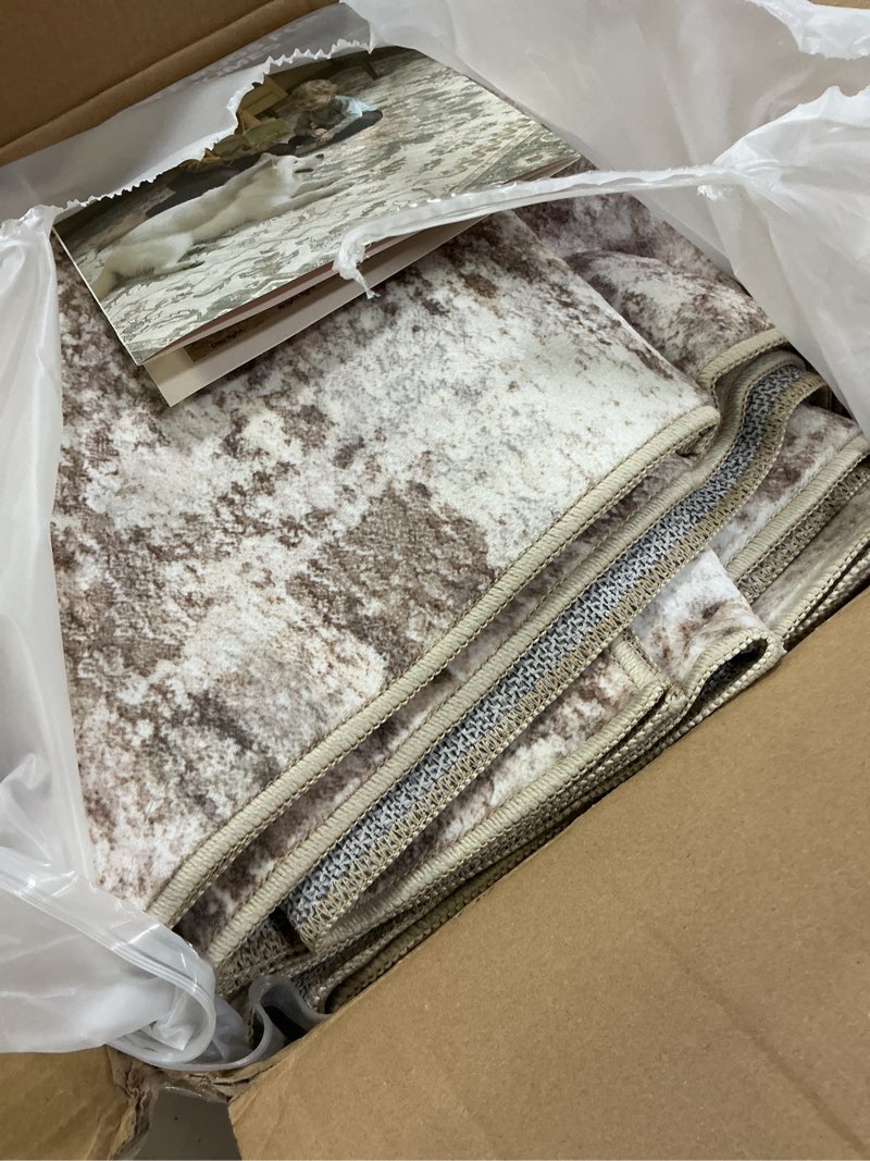 Condition photo showing Good Condition for loongrug 5x7 area rugs living room: washable large abstract soft rug stain resistant indoor floor non-slip accent carpet for women modern home enthusiasts aged- bedroom nursery playroom- beige brown brown beige 5' x 7' (rectangular)