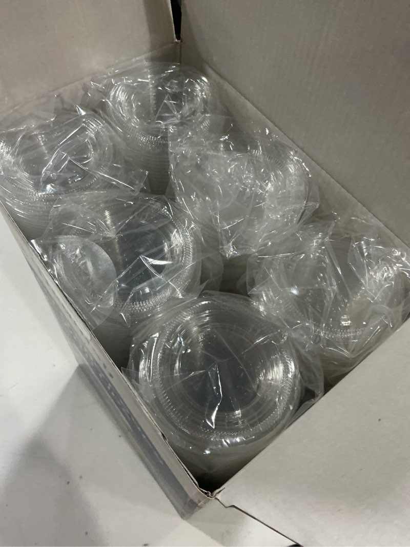 Condition photo showing New/Like New for 360 Set 3.25 oz Jello Shot Cups with Lids, Sturdy & Food Safe Disposable Plastic Portion Condiment Dipping Sauce Cups, Small Containers for Salad Dressing