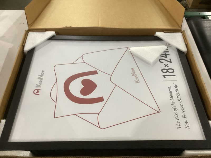 Condition photo showing New/Like New for 18x24 poster frame 4 pack, black solid wood picture frame with polished plexiglass, wall hanging 4-pack black 18x24