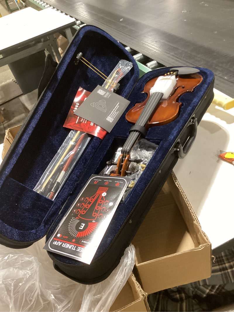 Condition photo showing As Is for Pyle 1/4 Size Beginner Violin Starter Kit, Violin Starter Package with Travel Case & Bow, Extra Strings, Digital Tuner, Shoulder Rest & Cleaning Cloth for Students, Kids, Adults a) 1/4 Size