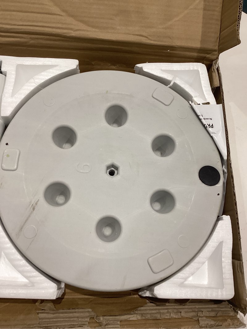 Condition photo showing Good Condition for fruiteam 23-lbs round patio umbrella base pre-filled umbrella stand 15" sun-flower-pattern heavy duty market umbrella base stand for patio, outdoor, swimming pool, white white 23lb