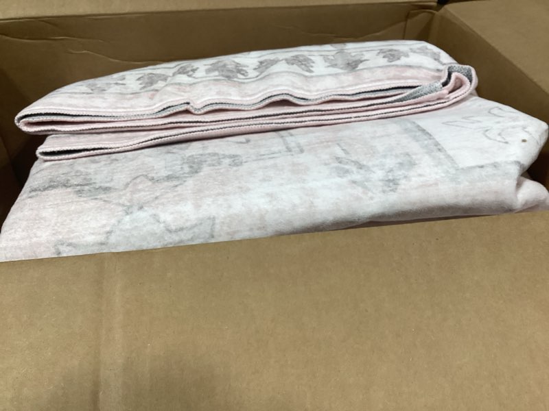 Condition photo showing Good Condition for livebox pink 9x12 area rug for bedroom girls, boho washable rugs for living room nursery, non-slip indoor soft carpet low-pile farmhouse carpets for dining room kids playroom, pink 9'x12' pink